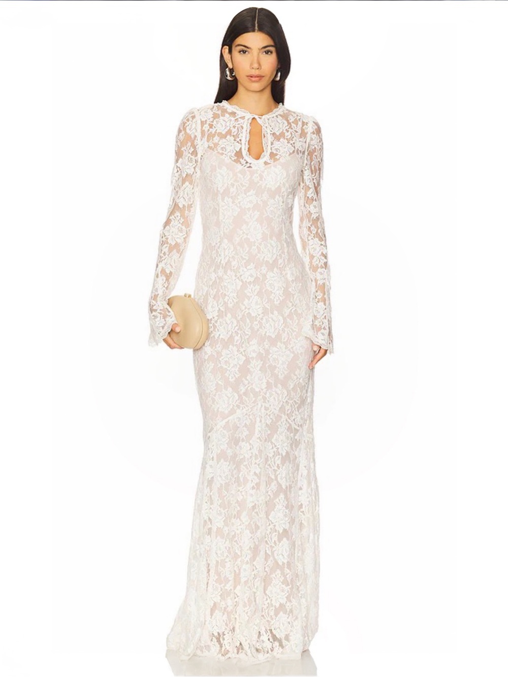 Stone Cold Fox x REVOLVE Grace Gown Ivory Lace Maxi Dress Sz M MSRP $369 NWT
